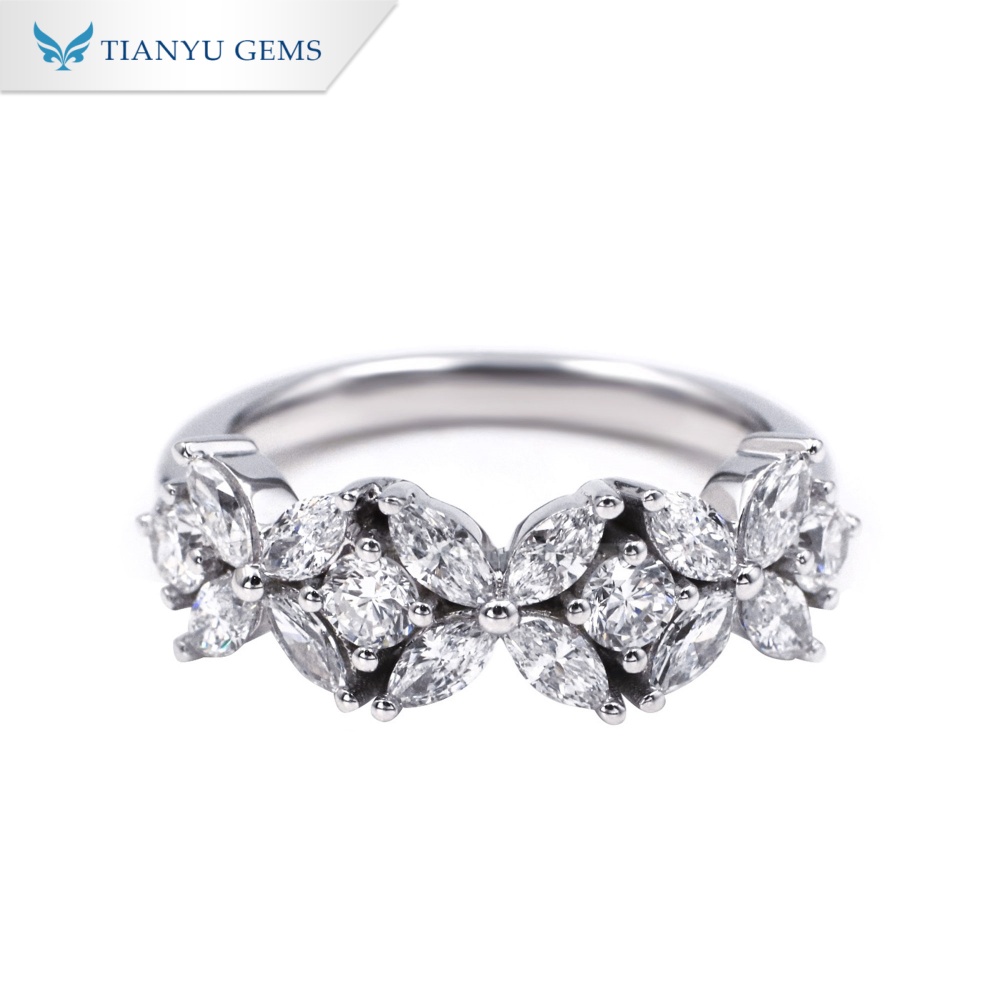 Tianyu Gems 화이트 골드 웨딩 밴드 랩 다이아몬드 여성용 에터니티 링 | Tianyu Gems, image size:1000x1000