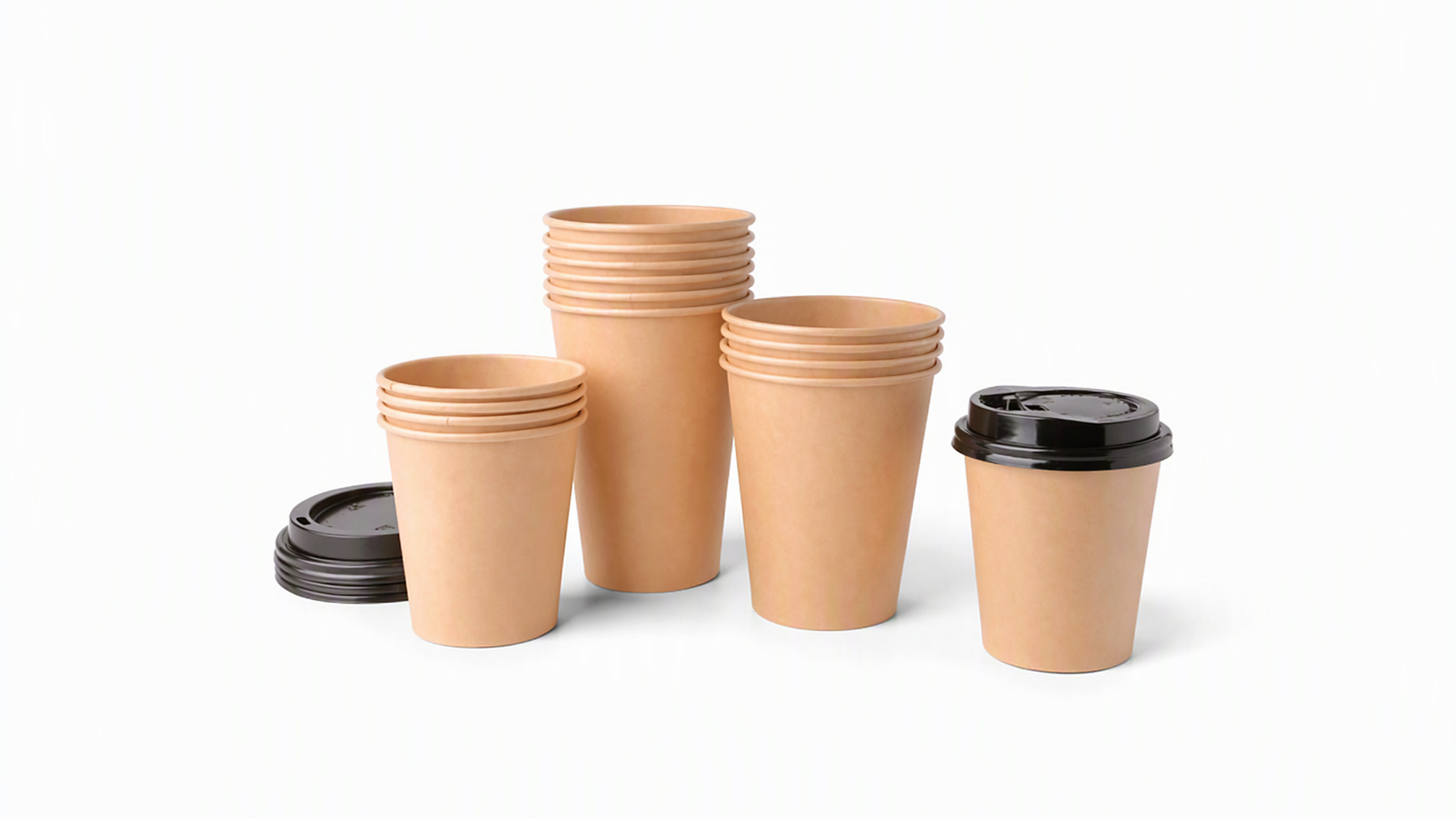 Gobelets en papier à simple paroi KaiLai, de 75 ml à 1,5 l, pour boissons froides et café.