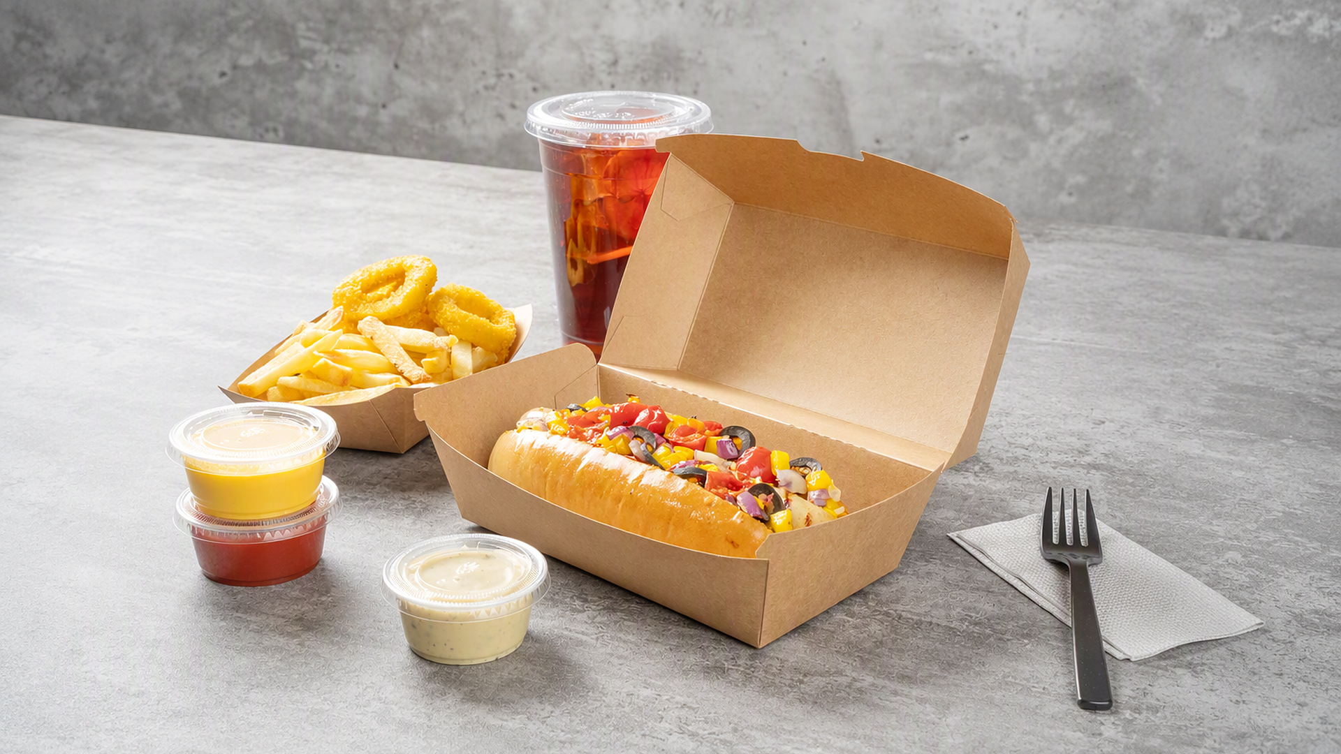 Cajas de papel personalizadas para hamburguesas, empaquetadas planas para servicio de comida para llevar.