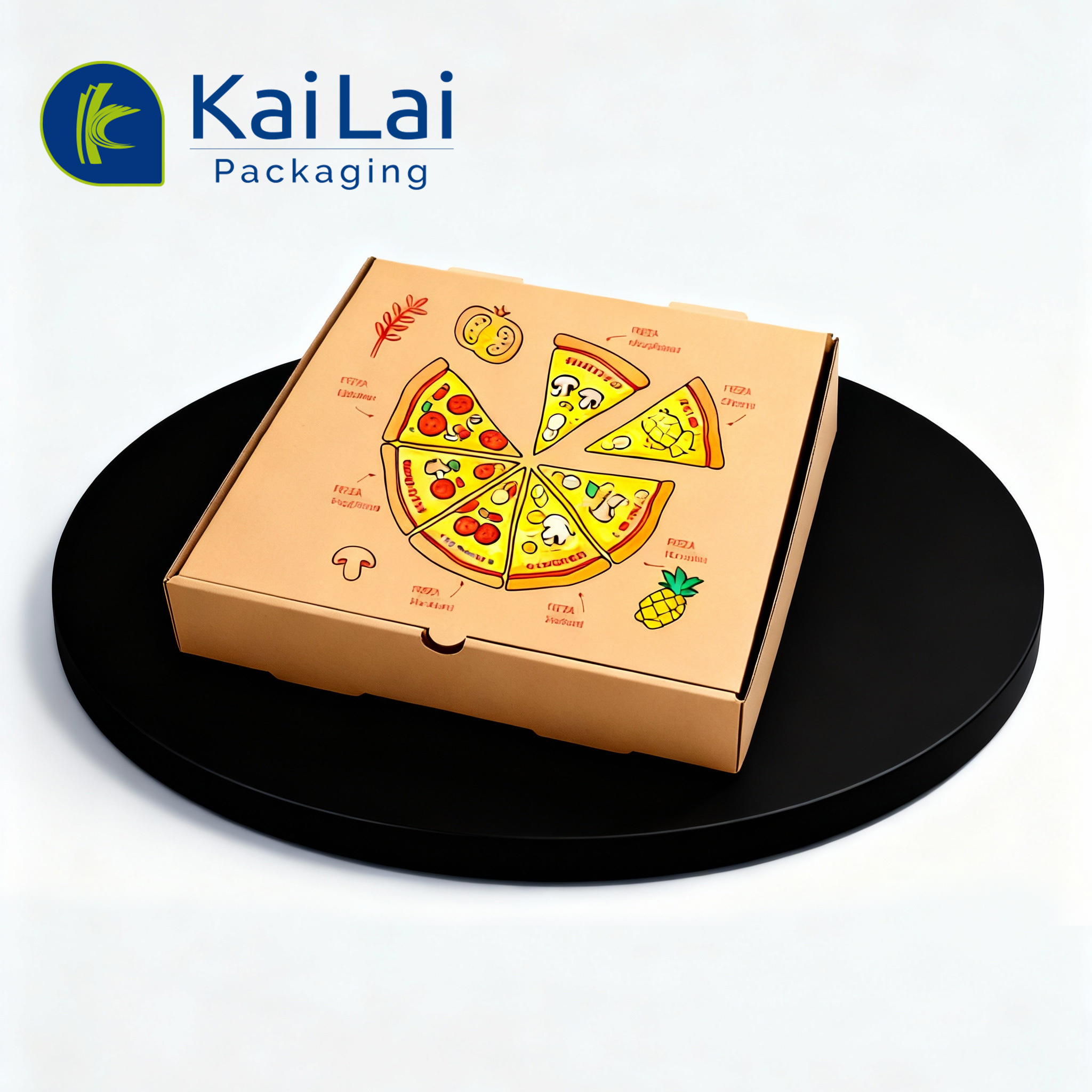  Best Wholesale Hot Selling Custom Eco-Friendly Portable Corrugated Pizza Boxes with Custom Logo for Takeout Packaging Company - KaiLai Packaging 