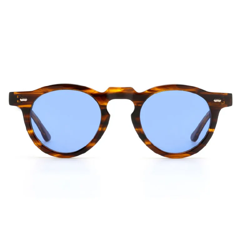 BETSION Hand Ade Vintage Sall 38 Round Eyeglass Fraes Acetate