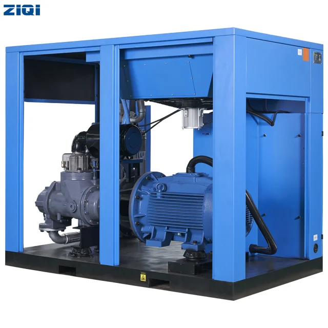 Internal structure of ZIQI VSD Screw Air Compressor featuring German GHH Air End and WEG IE4 Super Premium Efficiency Motor